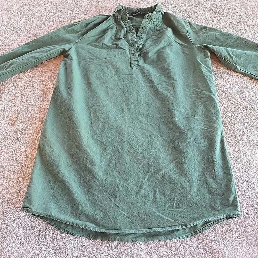 Tuckernuck Pomander Place Polly Shirt Dress Green Boxy Long Sleeve Buttons Sz M - Picture 12 of 15